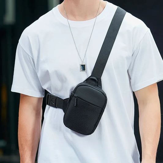 Japanese Men'S Chest Bag Fashion Small Canvas Shoulder Crossbody Bags for Man Mini Cloth Sling Sport Cross Phone Male Handbag
